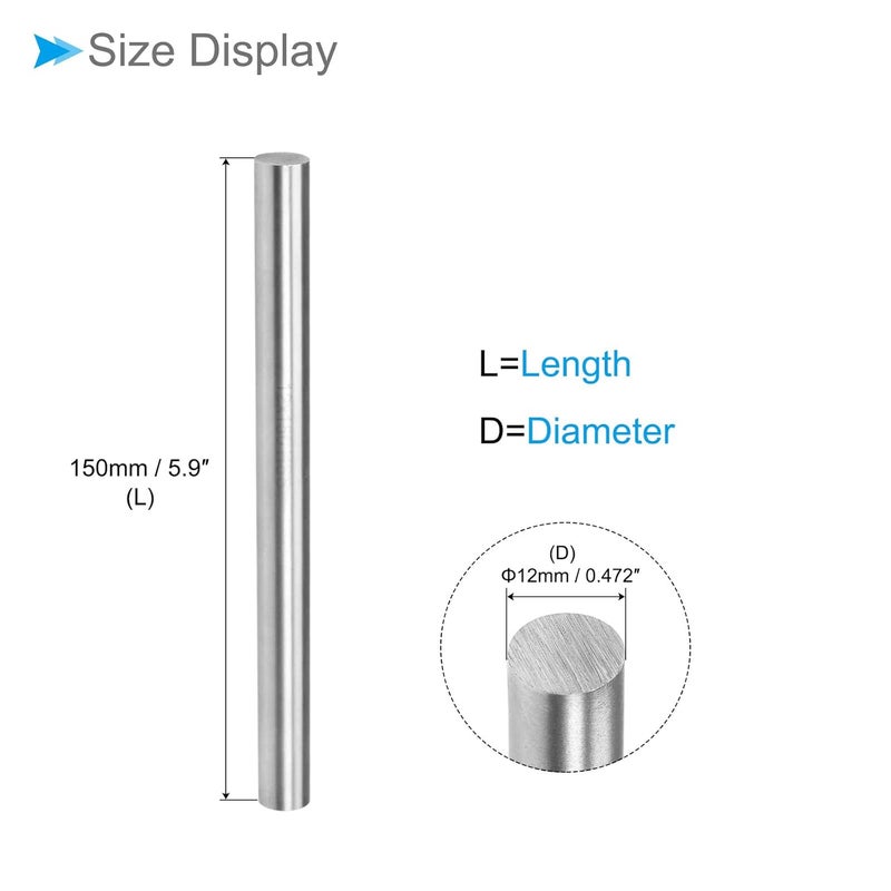 CoCud Round Steel Rod, 12mm Diameter 150mm Length, High Speed Steel Bar Stock Craft DIY Tool - (Applications: for Drill Lathes Boring Machine), 1-Piece - Image 2